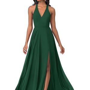 Azazie amalfi - dark green bridesmaid dress size 4